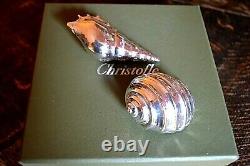 Set Of Two Christofle Paper Weights Seashell Sculptures Silver Plated Hallmarked