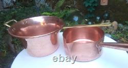 Set Of Two! Mauviel 7 Copper Sugar/Caramel/Chocolate Pot & Hammered Polenta Pan