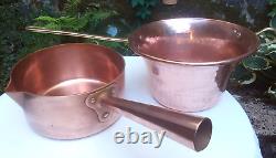 Set Of Two! Mauviel 7 Copper Sugar/Caramel/Chocolate Pot & Hammered Polenta Pan