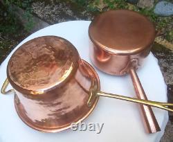 Set Of Two! Mauviel 7 Copper Sugar/Caramel/Chocolate Pot & Hammered Polenta Pan