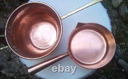 Set Of Two! Mauviel 7 Copper Sugar/Caramel/Chocolate Pot & Hammered Polenta Pan