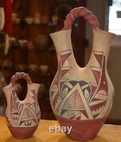 Set Of Two Vintage Jemez Pueblo Wedding Vases/handcoiled/ Free Shipping
