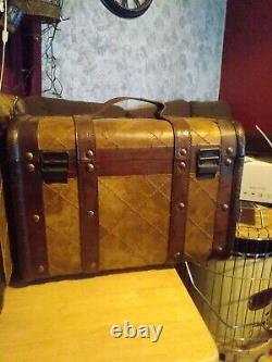 Set Of Two Vintage Wooden And Leather Cases