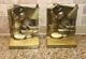 Set Two Brass Blacksmith Ferrier Forged Iron Anvil Man Statue Sculpture Bookends