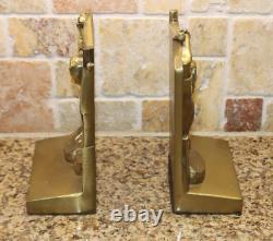 Set Two Brass Blacksmith Ferrier Forged Iron Anvil Man Statue Sculpture Bookends