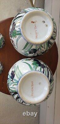 Set Vase & Two Ginger Jars flowers butterflies Gilding Chinese Chinoiserie
