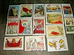 Set of 14 Vintage Russian Soviet World War Two WW2 Propaganda Poster USSR