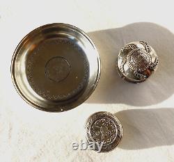 Set of 3 Turkish Sterling Silver Trinkets, Two with 19th C. Ottoman Coins