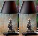 Set Of Two (2) Modern 24 Buddha Sculpture Table Lamp With Lamp Shade Nib