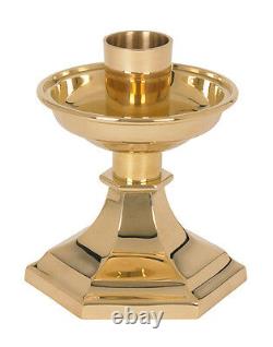 Set of Two 6 3/4 Tall Windsor Polished Brass Altar Candlesticks