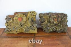 Set of Two Antique Baroque Altar Fragments, Indo-Portuguese 17th Century