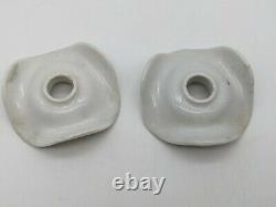 Set of Two Antique Milk Glass Wave / Ruffle Bobeche Candle Lamp Chandelier Parts