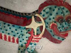 Set of Two! Early Antique Javanese Folk Art Wayang Kulit Naga Shadow Puppets