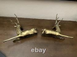 Set of Two Vintage Solid Brass Sitting Deer