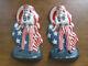 Set Of Two Heavy Cast Iron Uncle Sam Bookend Doorstop Vintage America Flag Usa