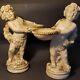 Set Of Two Universal Statuary Corp Chicago Boy With Bowl Statue Grape Leaves