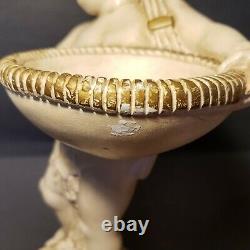 Set of two Universal Statuary Corp Chicago Boy With Bowl Statue grape leaves