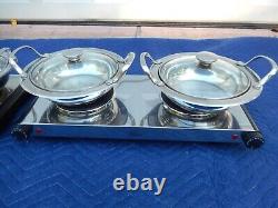 Set of two Wolfgang Puck Bistro Collection Buffet Double Burners with 8 Servers