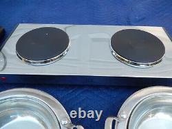 Set of two Wolfgang Puck Bistro Collection Buffet Double Burners with 8 Servers