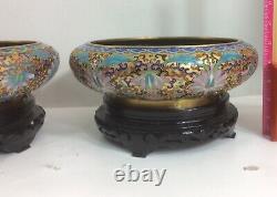 Set of two large and heavy cloisonne bowl