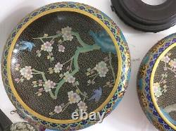 Set of two large and heavy cloisonne bowl