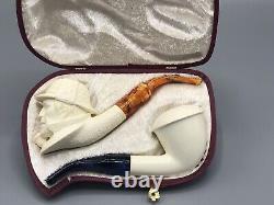 Sherlock Holmes pipe Set Of Two By EGE New Handmade Block Meerschaum Case#38