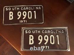 South Carolina 1971 License Plate Plates Full set (2) two B 9901 70's Ford Chevy