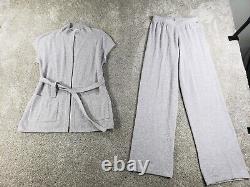 St John Collection Women Outfit Sweater Sweatpants Small Gray Cashmere Belted