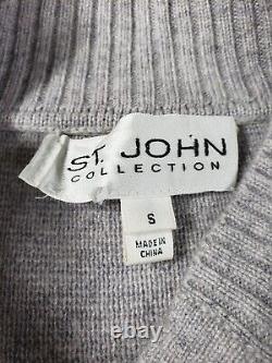 St John Collection Women Outfit Sweater Sweatpants Small Gray Cashmere Belted