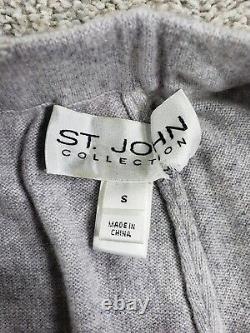 St John Collection Women Outfit Sweater Sweatpants Small Gray Cashmere Belted