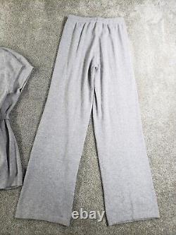 St John Collection Women Outfit Sweater Sweatpants Small Gray Cashmere Belted