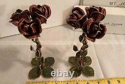 St John Home? Roses? Collection. Metal/ceramic. Two (2) 7table Decorations