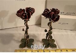 St John Knit Home? Roses? Collection. Metal/ceramic. Set Two Table Decorations