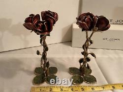 St John Knit Home? Roses? Collection. Metal/ceramic. Set Two Table Decorations