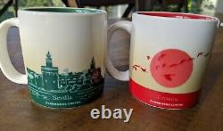 Starbucks Set Of Two 2 Seville Spain Demitasse 3oz Cups mugs YAH RARE Demi