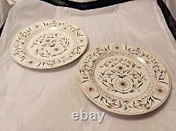 TG and FB Dresden Booths 1800s Dinner Plates Brown Flowers Set of Two Antique