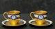Two Antique Pickard Daisies Osbourne Sgned Hand Painted Demitasse Cups & Saucers