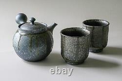 Teapot with Filters (230ml) and Two Cups Set + Japanese Sencha Green Tea