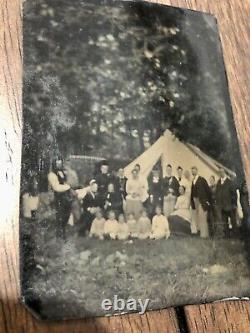 Two 1800s Tintype Photos including Outdoor Group Girls