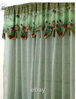 Two-Piece Of A Curtain With Title Decorative Flowers By Michal Negrin