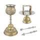 Two-tone Brass Chalice Set 5 Pieces Paten Lance Star Christian Church Supplies
