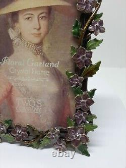 Two's Company Austrian Crystal Photo Frame Floral Garland 4 x 6 Set Of 2 D9