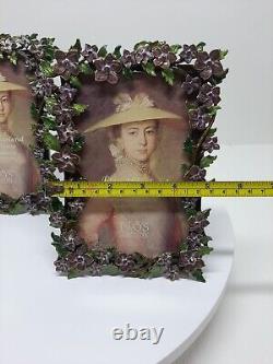 Two's Company Austrian Crystal Photo Frame Floral Garland 4 x 6 Set Of 2 D9