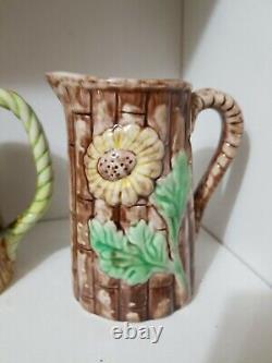 Two's Company Majolica Hand Painted Ceramic Pitcher Set of 4