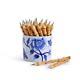 Two's Company Natural Bamboo 36-pieces Pen With Blue Floral Jar