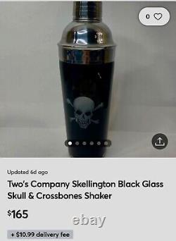 Twos Company Skull Bones Glass Decanter And Mixer Set