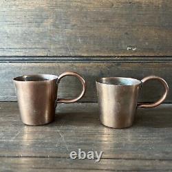 VINTAGE ROYAL BRITISH NAVY GROG / RUM MEASURE CUP 1/2 GILL COPPER Set Of 2 Two