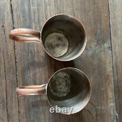VINTAGE ROYAL BRITISH NAVY GROG / RUM MEASURE CUP 1/2 GILL COPPER Set Of 2 Two