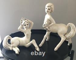 VTG Anthony Freeman McFarlin Rutledge Centaur Figurines Art Pottery Set Of Two