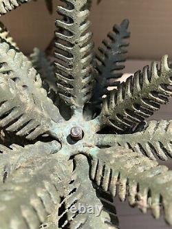 VTG, Set Of Two Heavy Cast Iron 5 Candlestick Candelabra Palm Tree Centerpieces